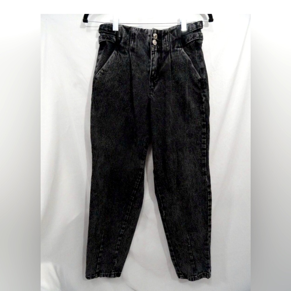 Forever 21 Black Acid Wash Buckle Side Straight Leg Jeans Women's Size 20
